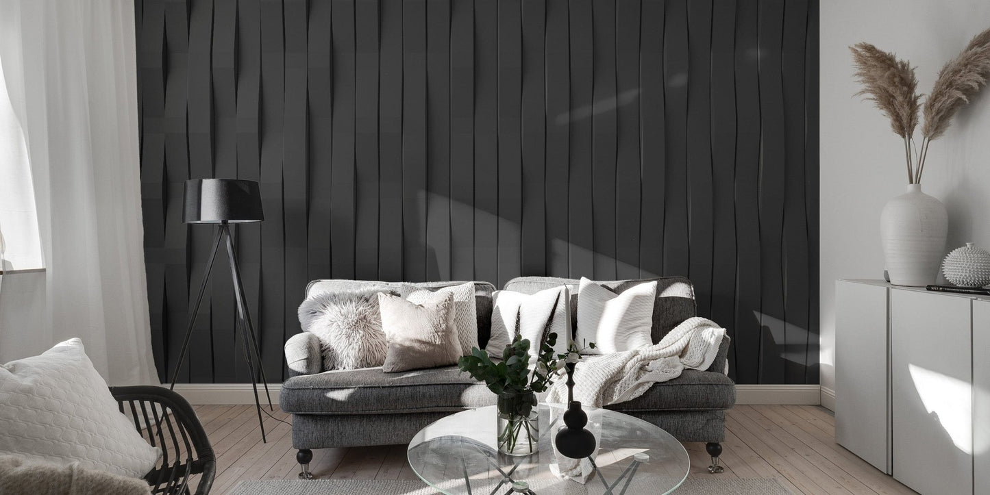Black tile wallpaper mural for sophisticated spaces
