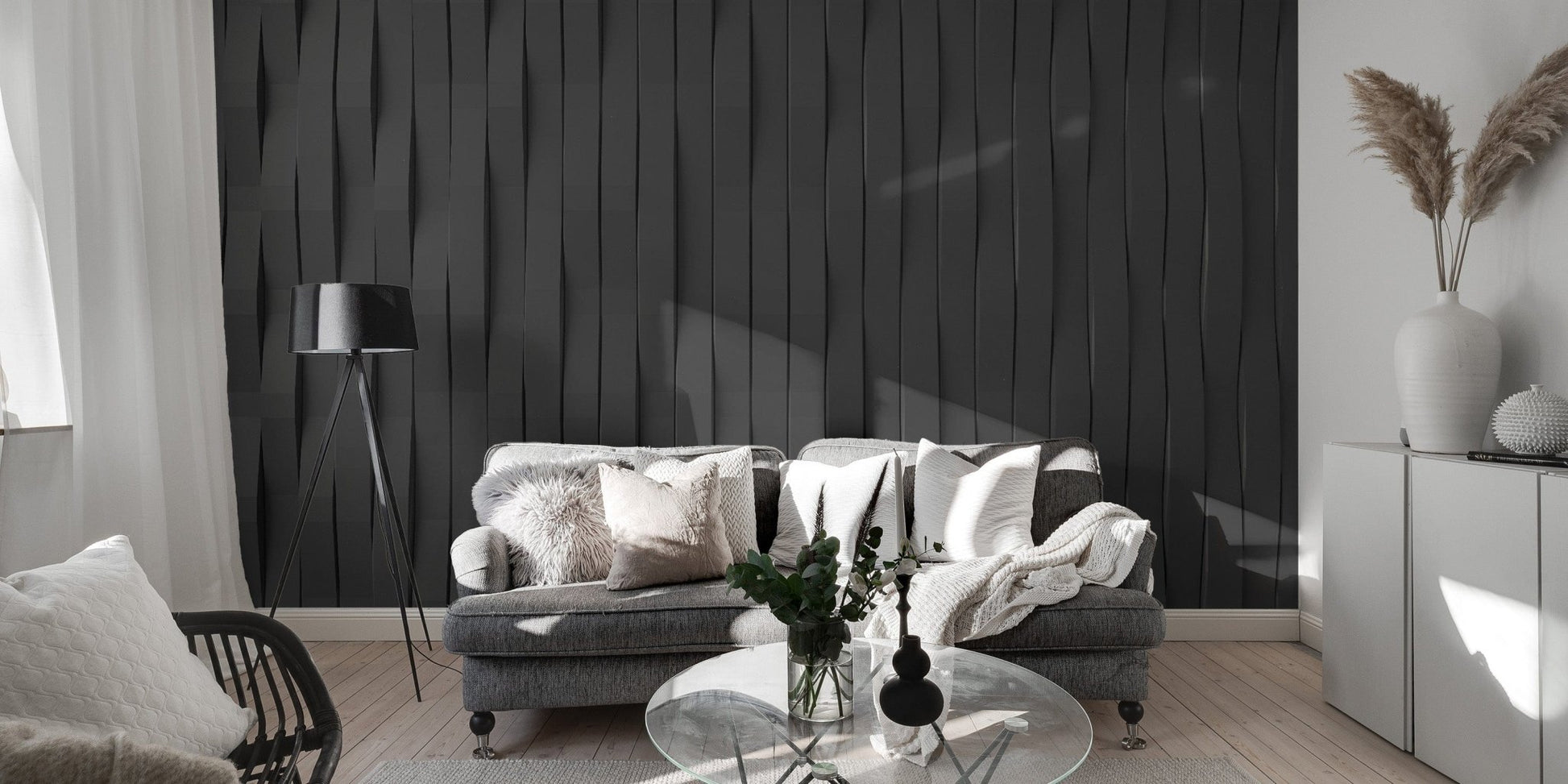 Black tile wallpaper mural for sophisticated spaces
