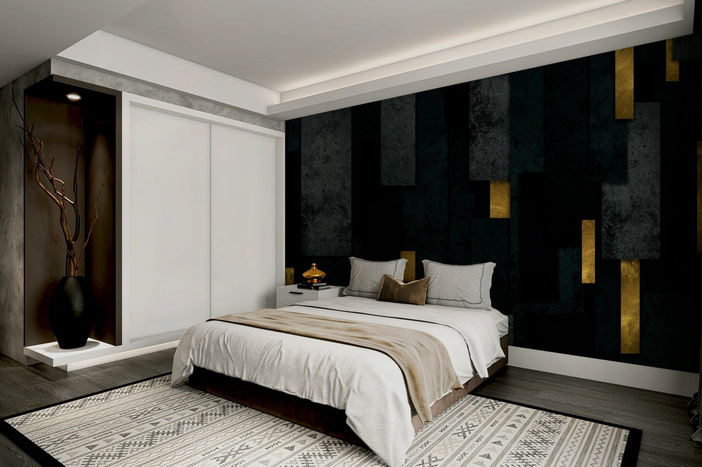 Stylish Black Urban Charcoal Spires Wall Mural

