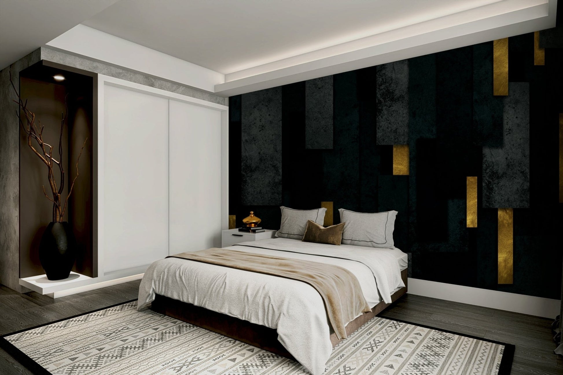 Stylish Black Urban Charcoal Spires Wall Mural

