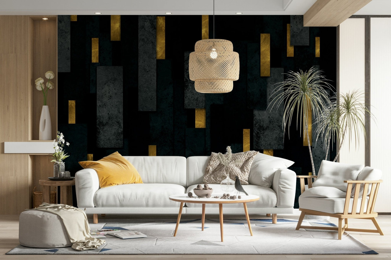 Black Urban Charcoal Spires Wall Mural for Interiors

