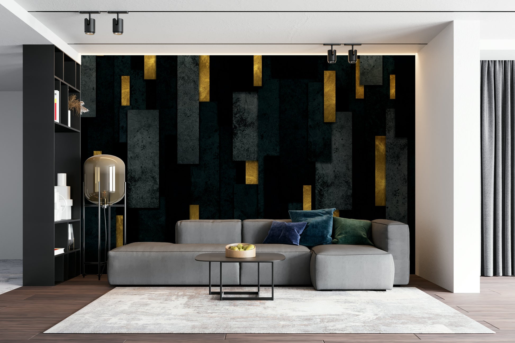 Trendy Charcoal Spires Mural for Bold Interiors


