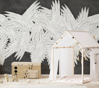 Hermes-inspired mural featuring radiant black velvet textures., B636