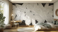 Dramatic black velvet mural with luxurious radiant patterns., B636