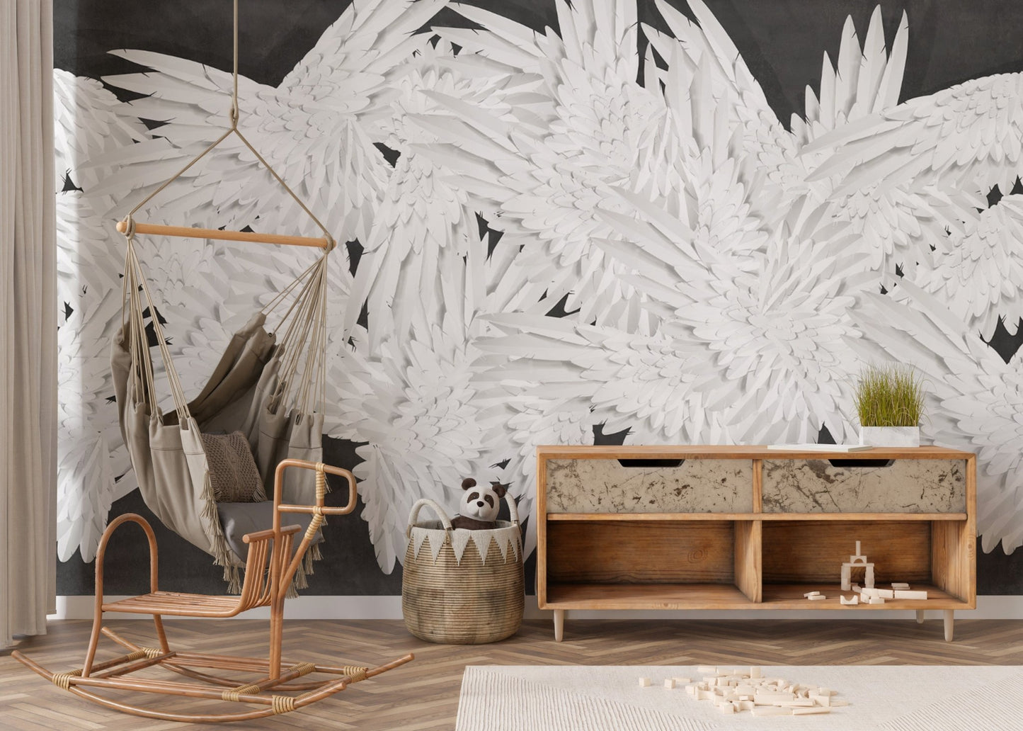Stunning Black Velvet Radiance mural with a luxe aesthetic., B636