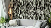 Swirling black lines wall mural.
