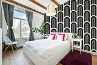 Graphic black arch design on wall mural, GD2628