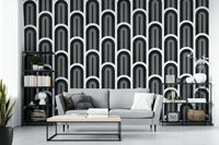 Classic black and white arches wallpaper, GD2628