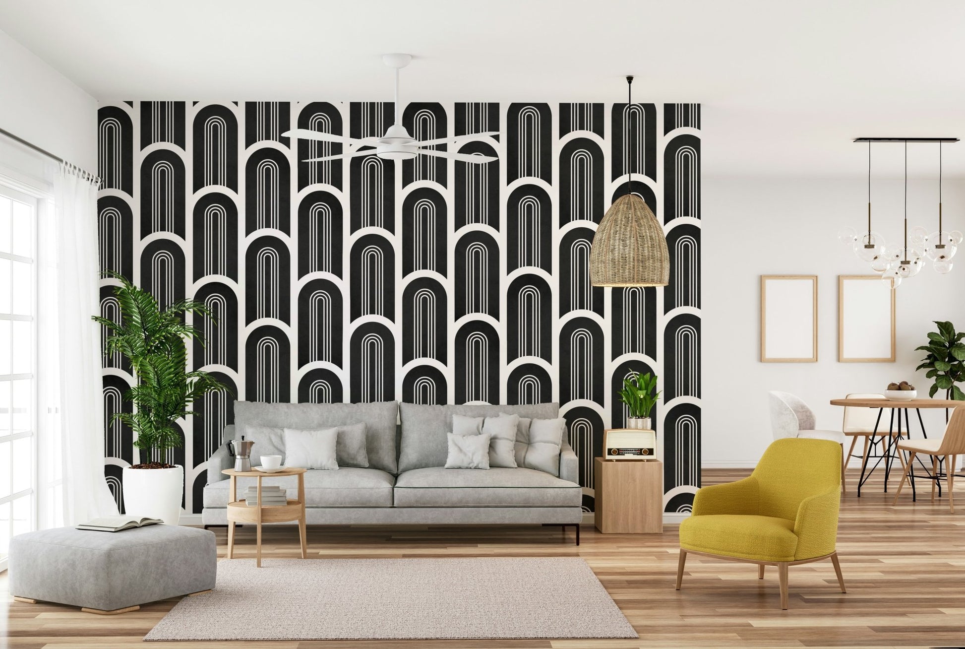 Modern black and white mural wallpaper, GD2628