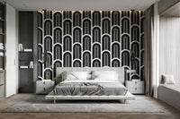 Full view of black & white arch wallpaper, GD2628