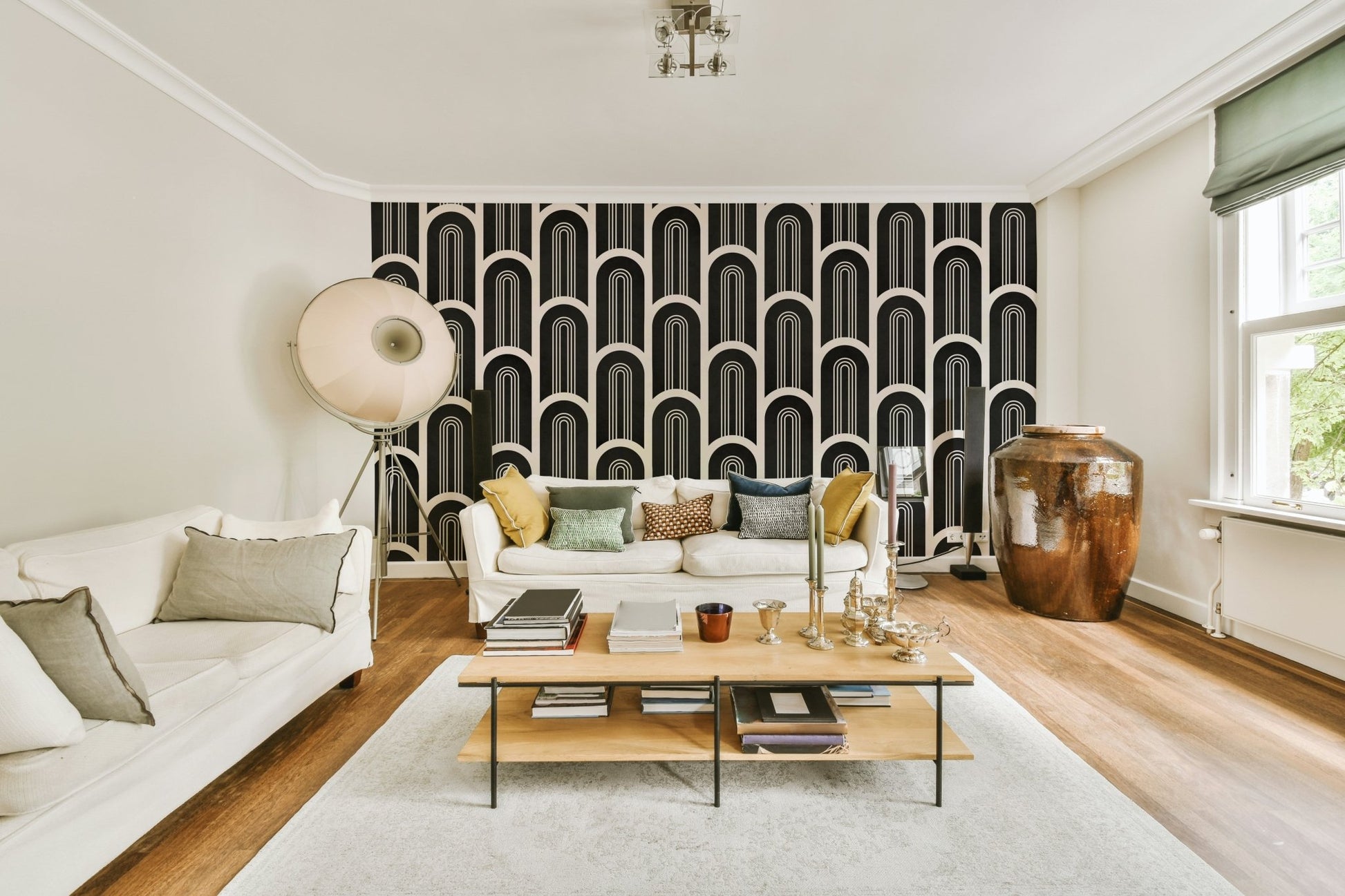 Black & White Art Deco Arches Wall Mural, GD2628