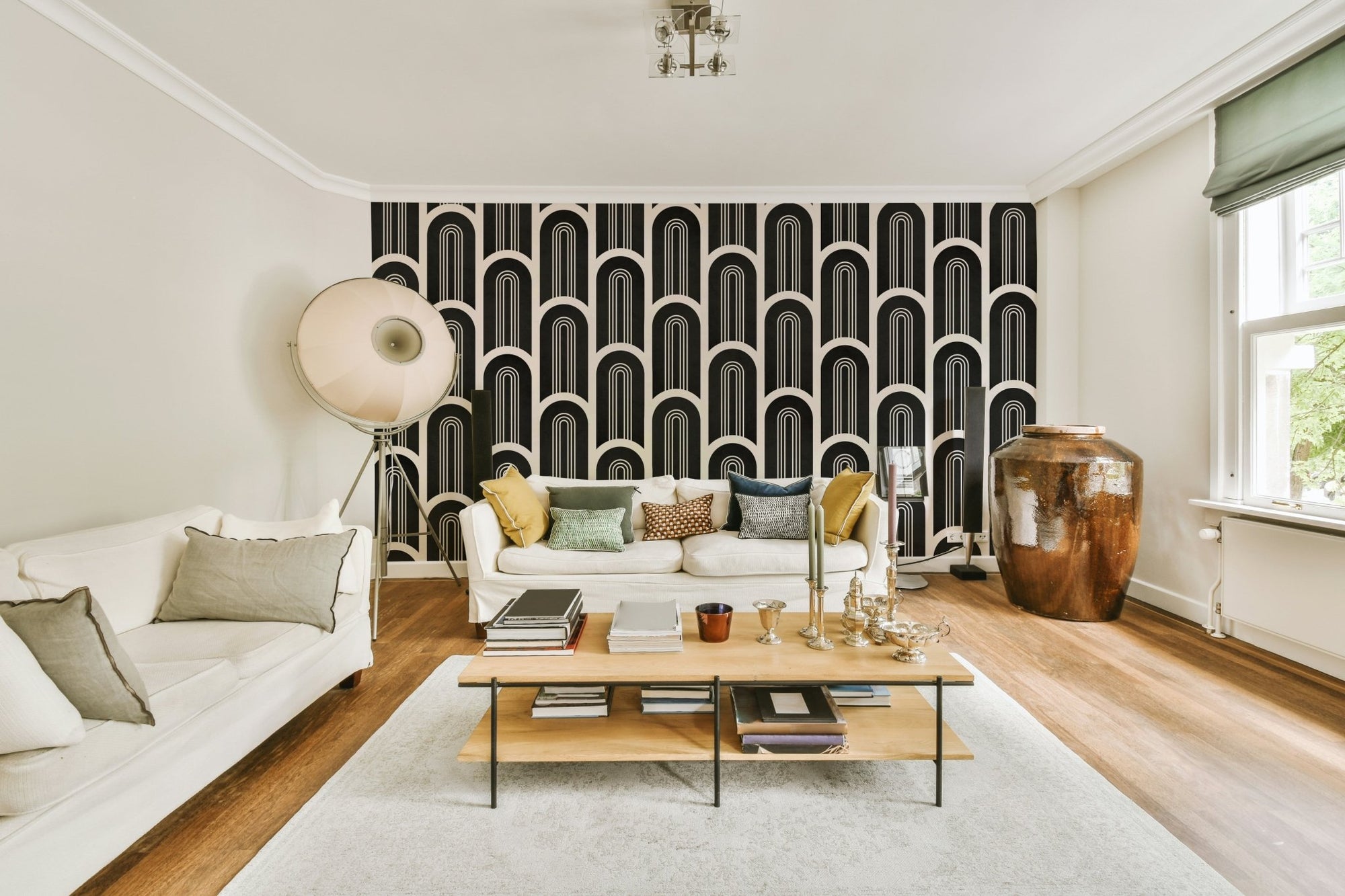 Black & White Art Deco Arches Wall Mural, GD2628