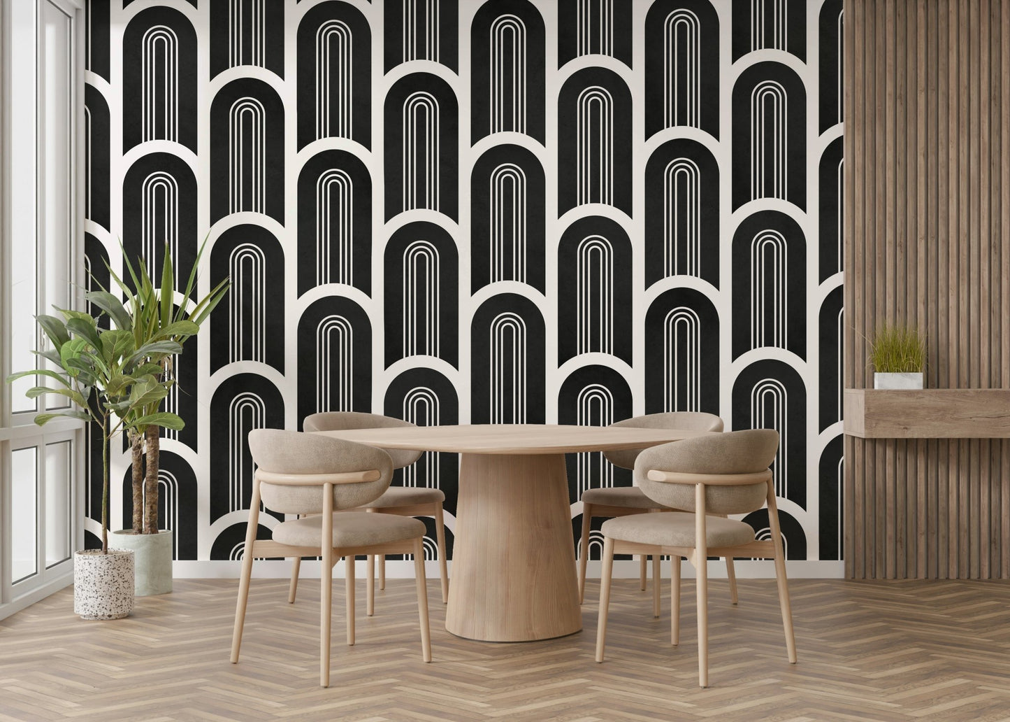 Structured wall mural with repeated curves, GD2628
