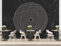Black & White Concentric Circles Wallpaper Mural