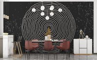 Black & White Concentric Circles Wallpaper Mural - Giffywalls