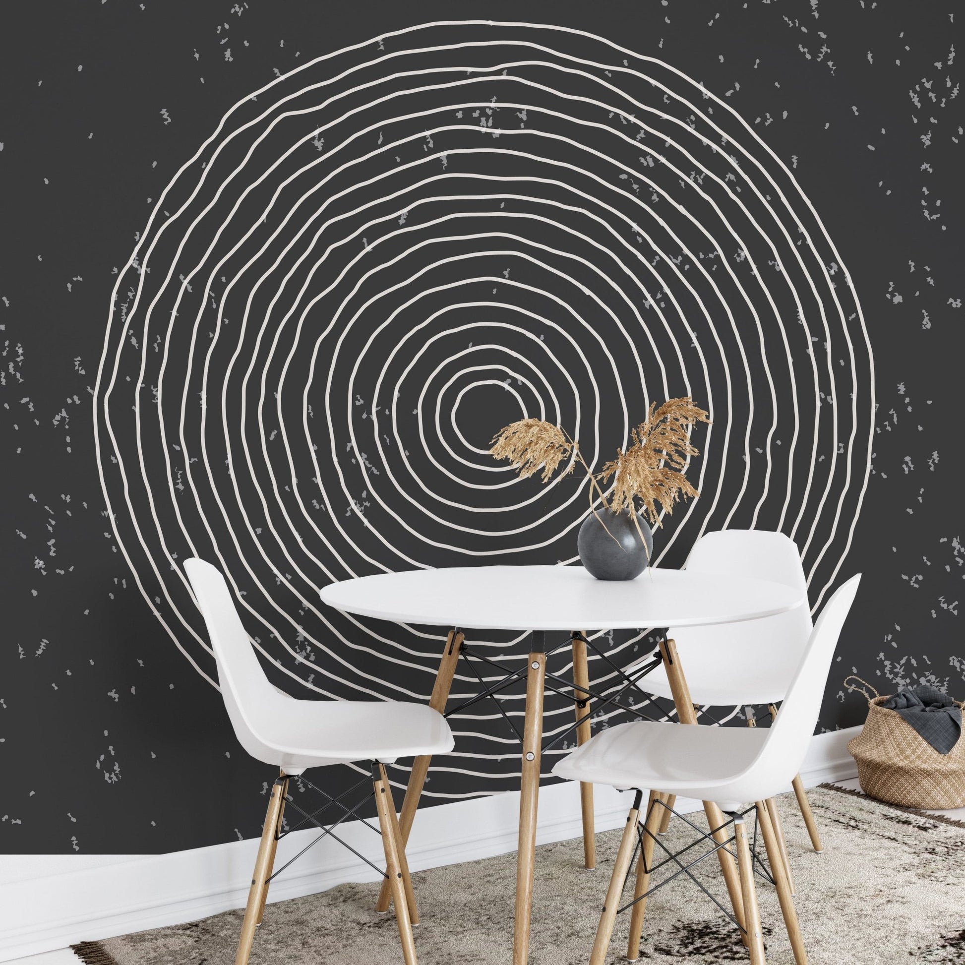 Black & White Concentric Circles Wallpaper Mural - Giffywalls
