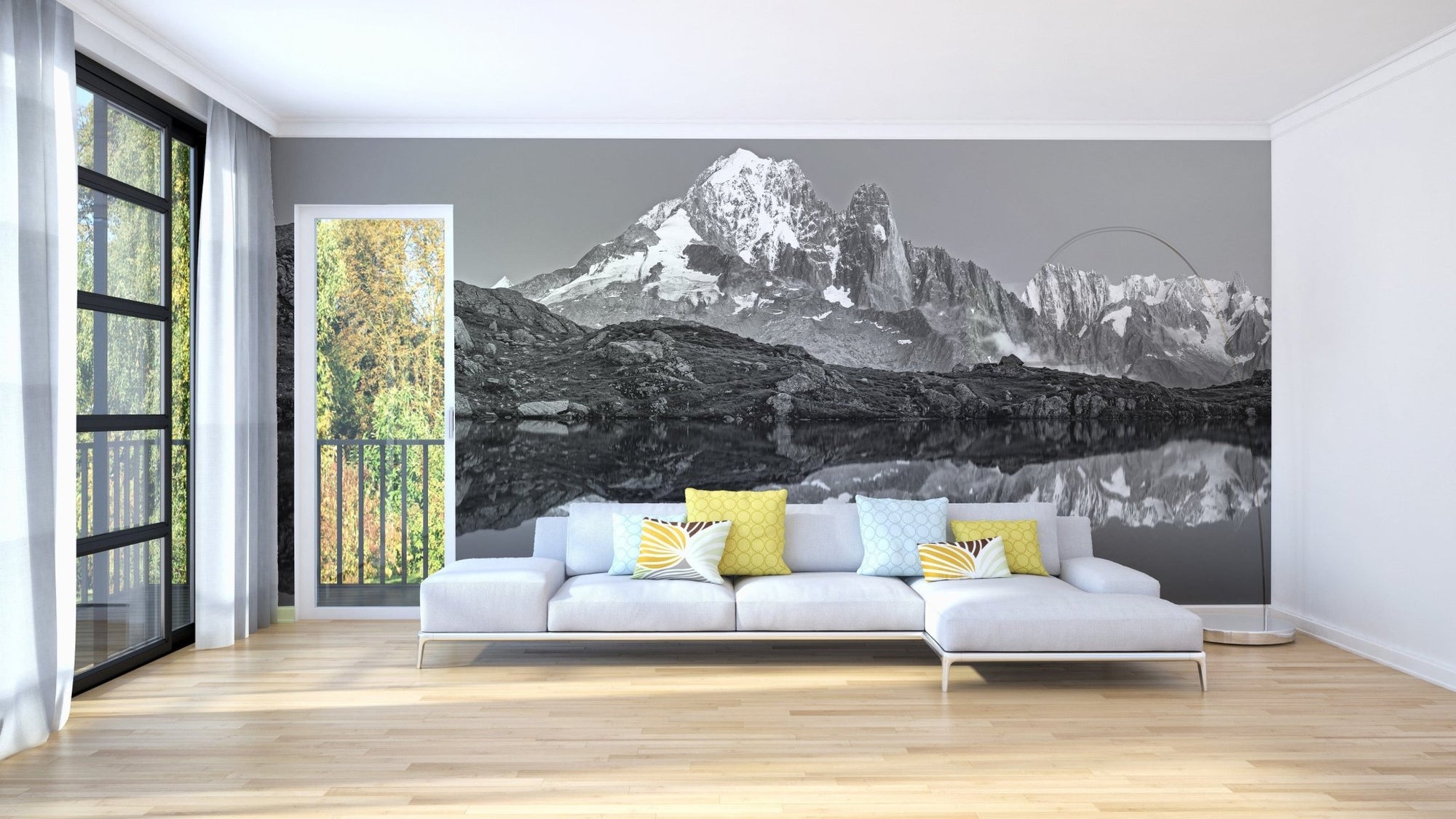 Black and White Landscape Mountain Wallpaper Mural A704