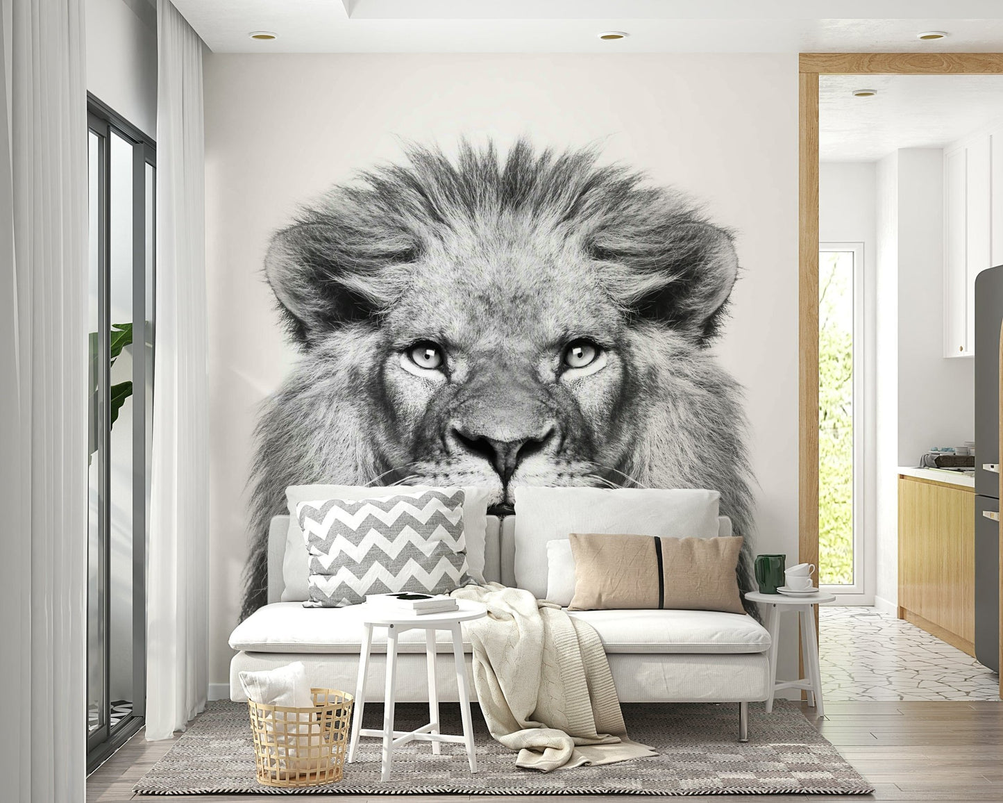 Bold lion face in grayscale style GD311