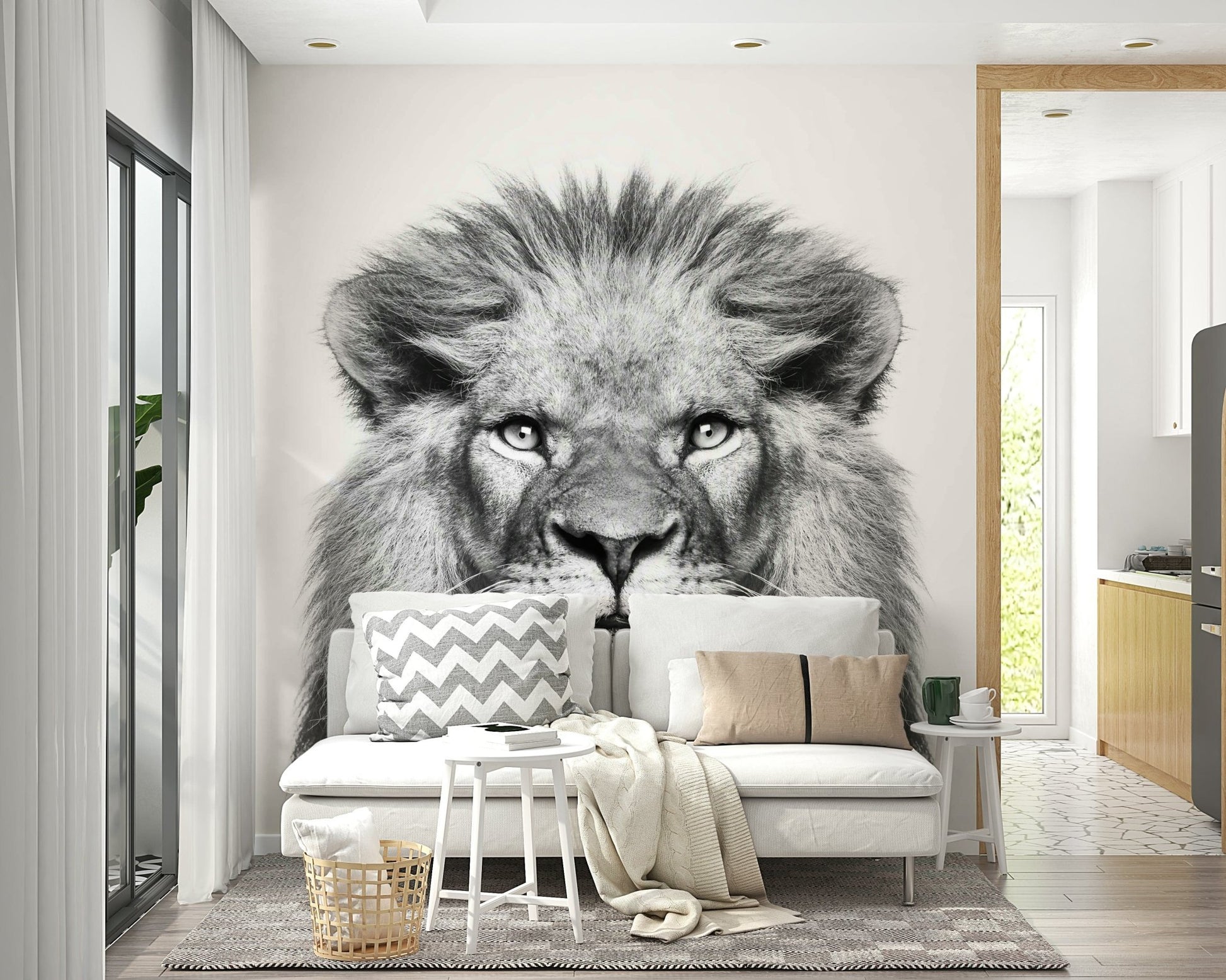 Bold lion face in grayscale style GD311