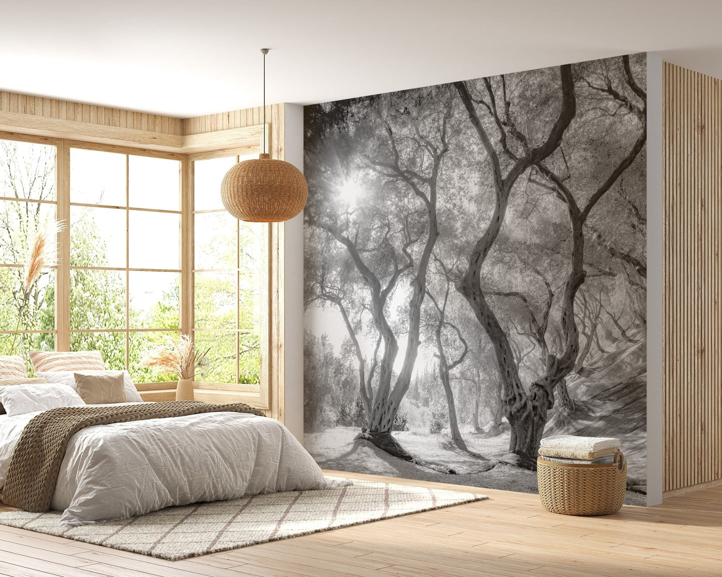 Black & White Natural Olive Groves Forest Wallpaper - Giffywalls A238