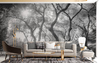 Sophisticated olive forest wall art in grayscale A238
