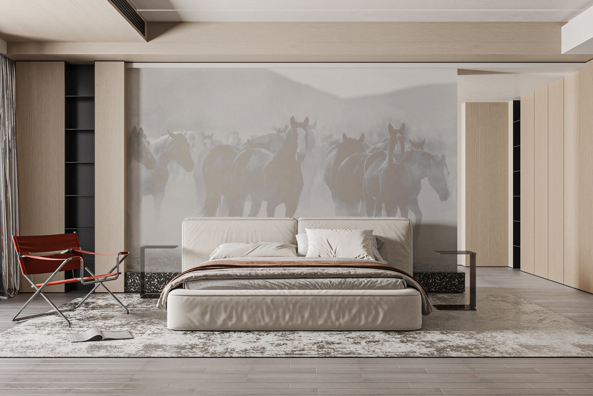 Black White Seven Horse Wallpaper Murals - Giffywalls