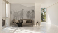 Stylish black and white horse wallpaper mural
