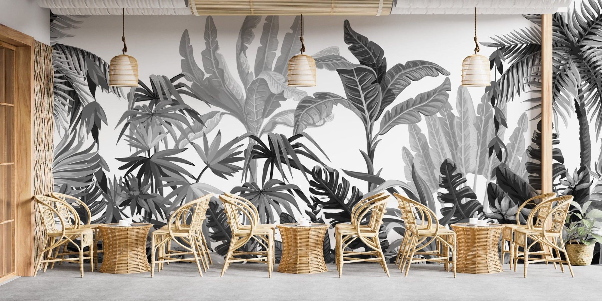 Elegant tropical wallpaper with banana leaf design A833, A660