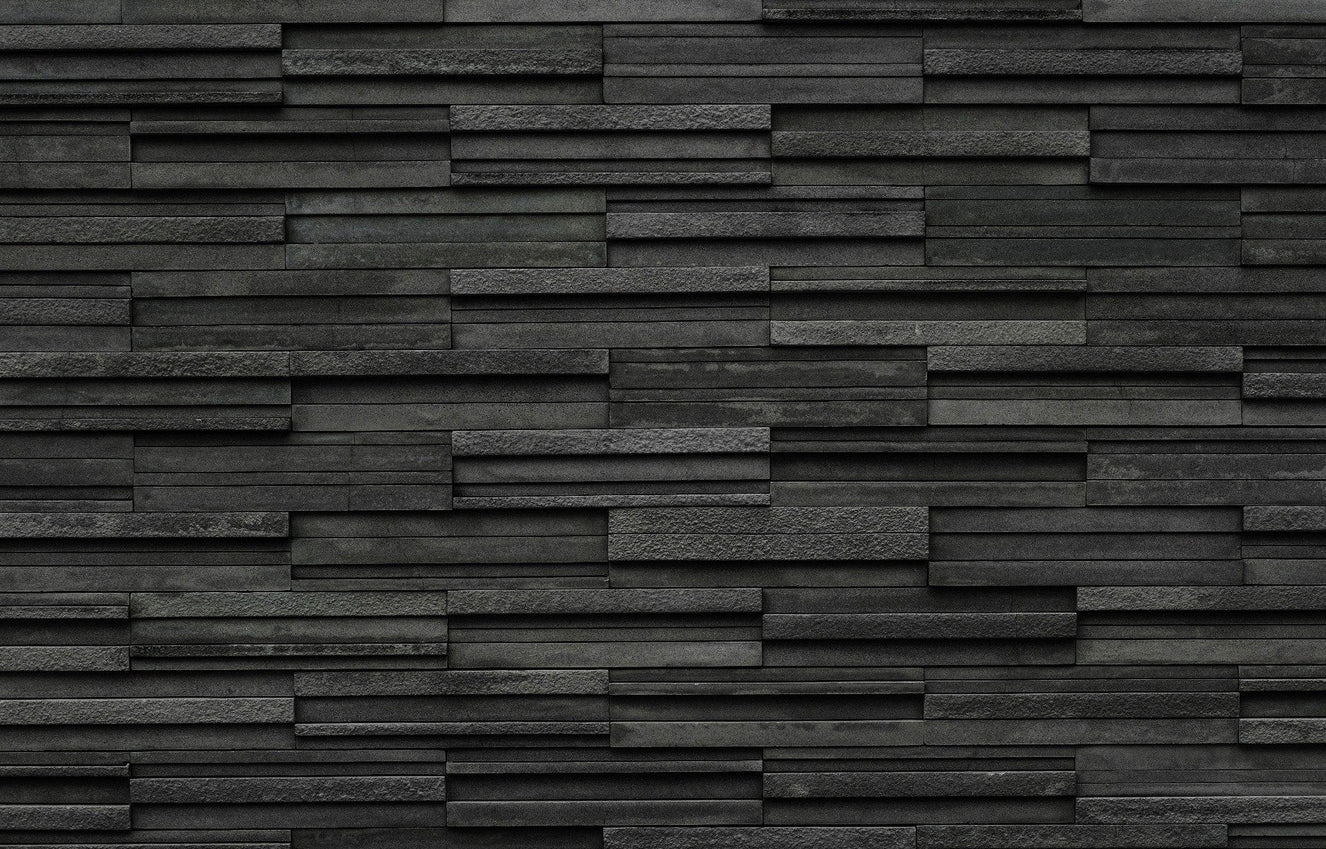 Textured Black Brick Slate Wallpaper Mural