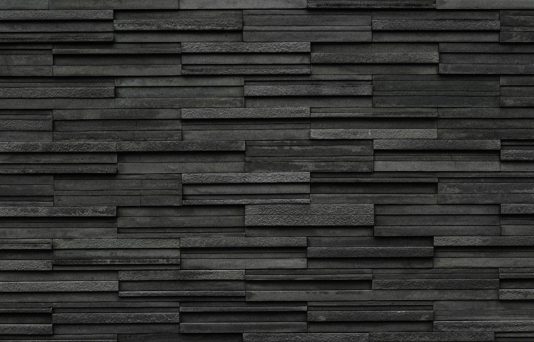 Textured Black Brick Slate Wallpaper Mural
