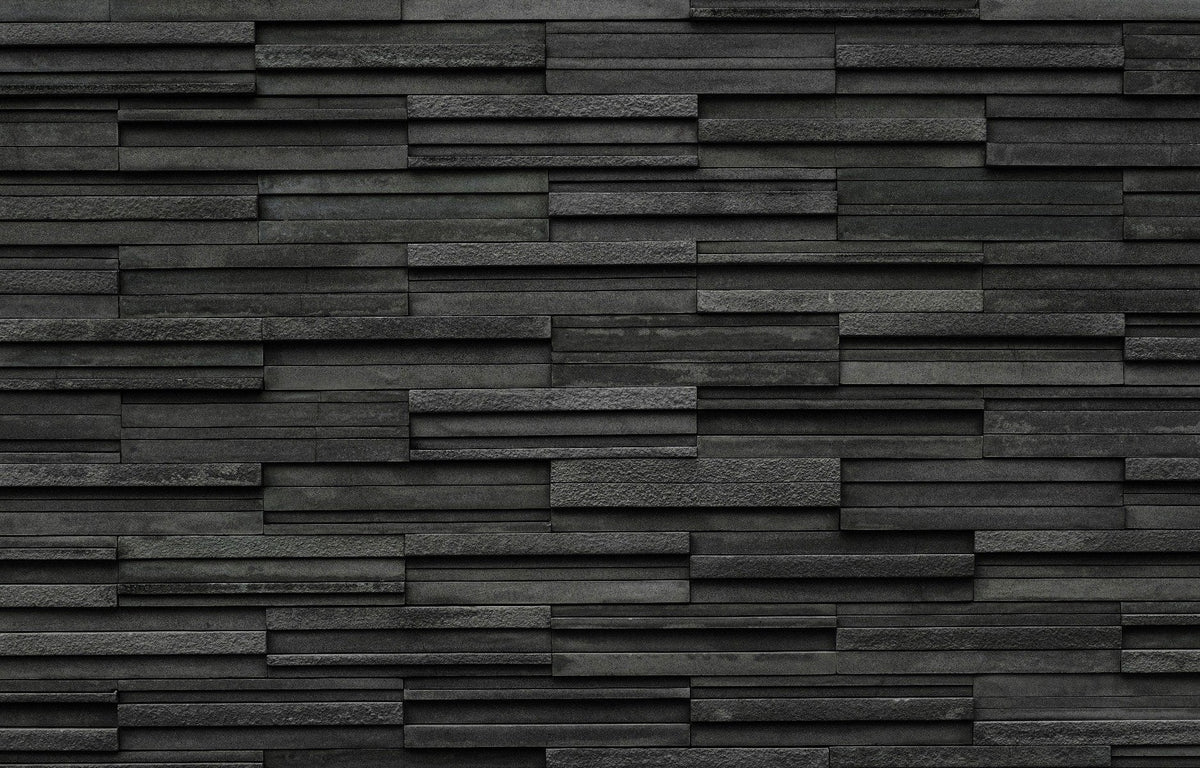 Textured Black Brick Slate Wallpaper Mural in your room — zoomed