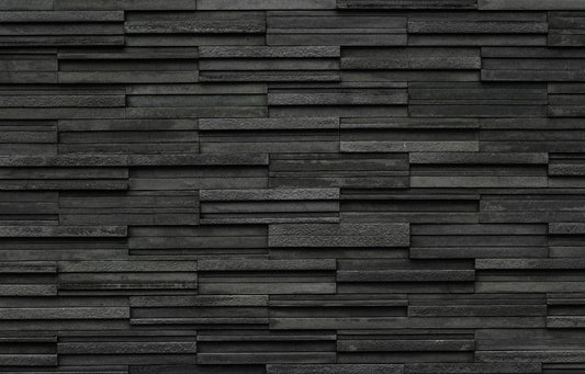 Textured Black Brick Slate Wallpaper Mural