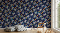 Navy wallpaper featuring Blast Off! Outerspace Rockets and cartoon spaceships