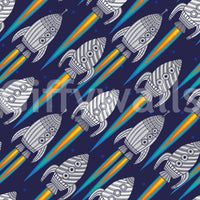 Colorful spaceship pattern defines Blast Off! Outerspace Rockets wallpaper