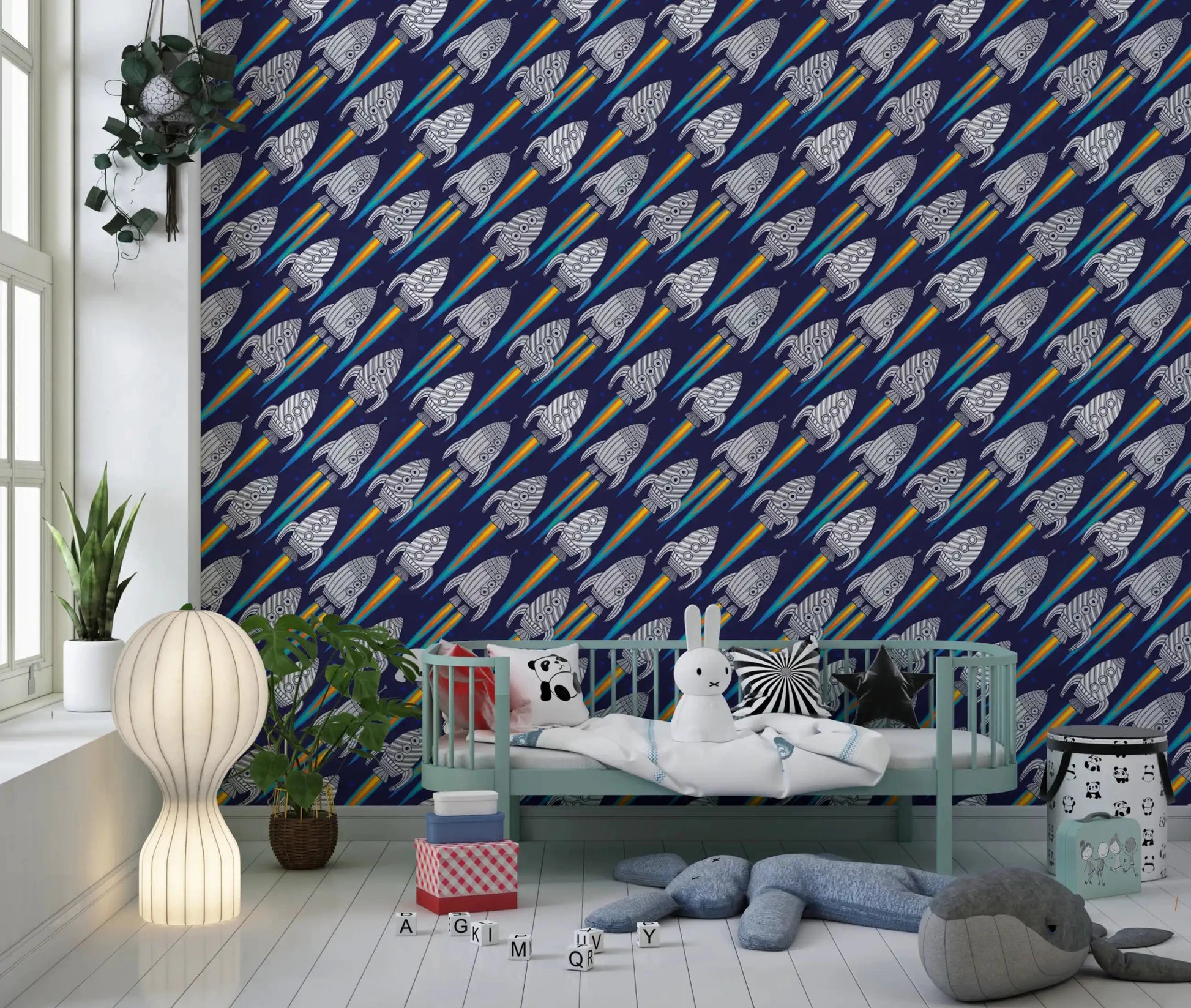 Blast Off! Outerspace Rockets wallpaper with playful outer space movement