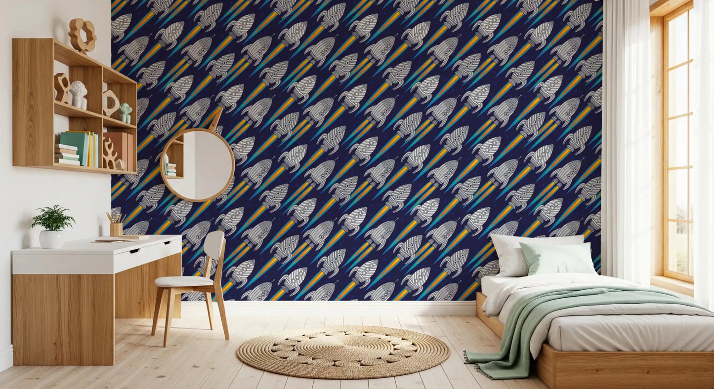 Blast Off! Outerspace Rockets wallpaper with playful outer space movement