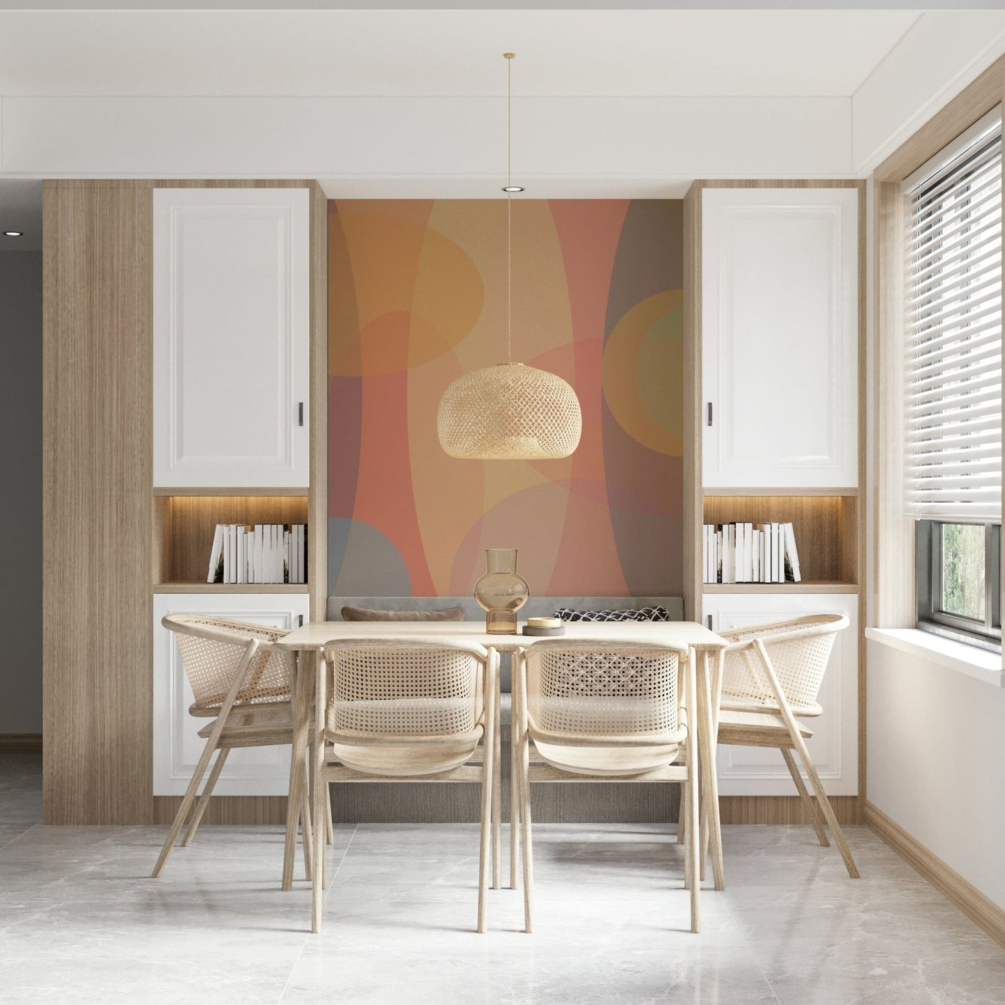 Overlapping diluted shades wallpaper mural, Blended Harmony.