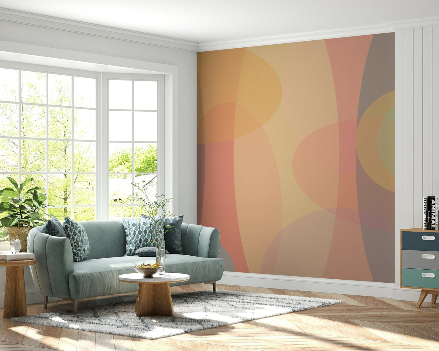 Ethereal peel and stick wallpaper featuring chromatic ovals.