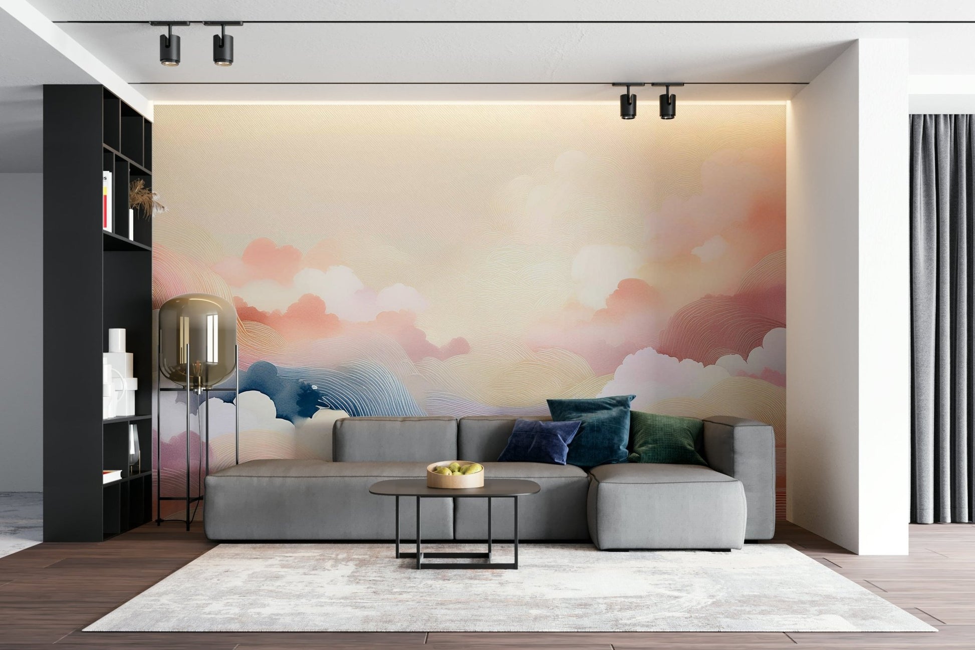 Relaxing sky tones mural for a calming effect

