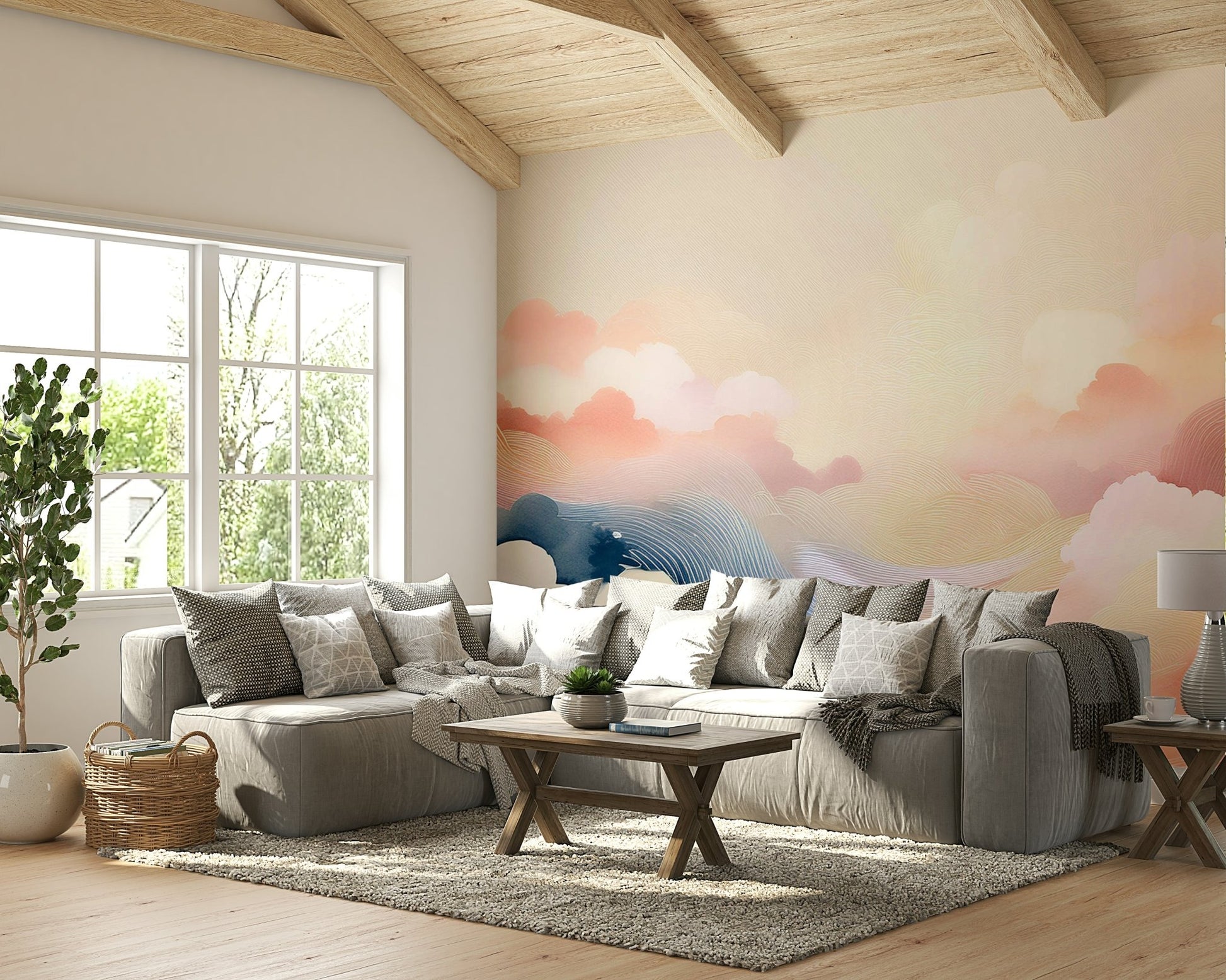 Dreamy sky tones wallpaper mural for modern rooms

