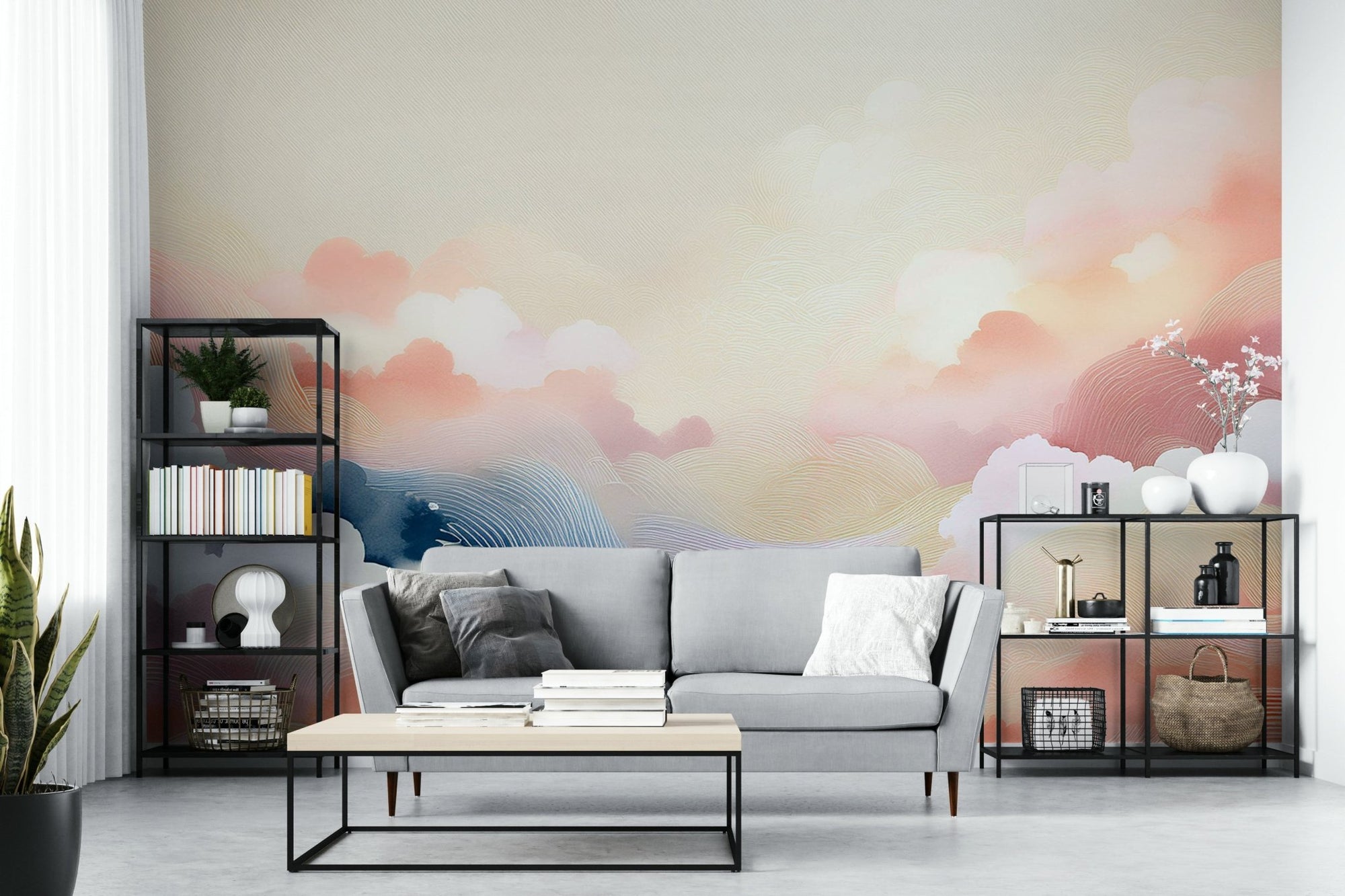 Blissful Skytones Wall Mural for serene interiors, GD1647