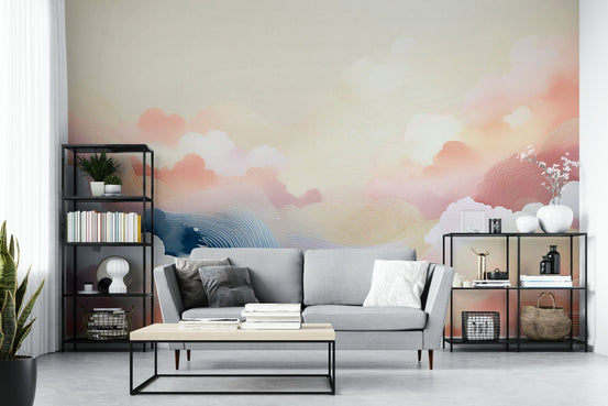 Blissful Skytones Wall Mural for serene interiors, GD1647