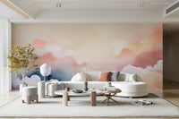 Elegant sky-inspired mural for calm bedroom vibes

