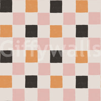 Gaudy checked Block Party Wallpaper; lumbering squares.