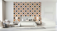 Scrumptious Block Party Wallpaper wall mural. Mottled checks.