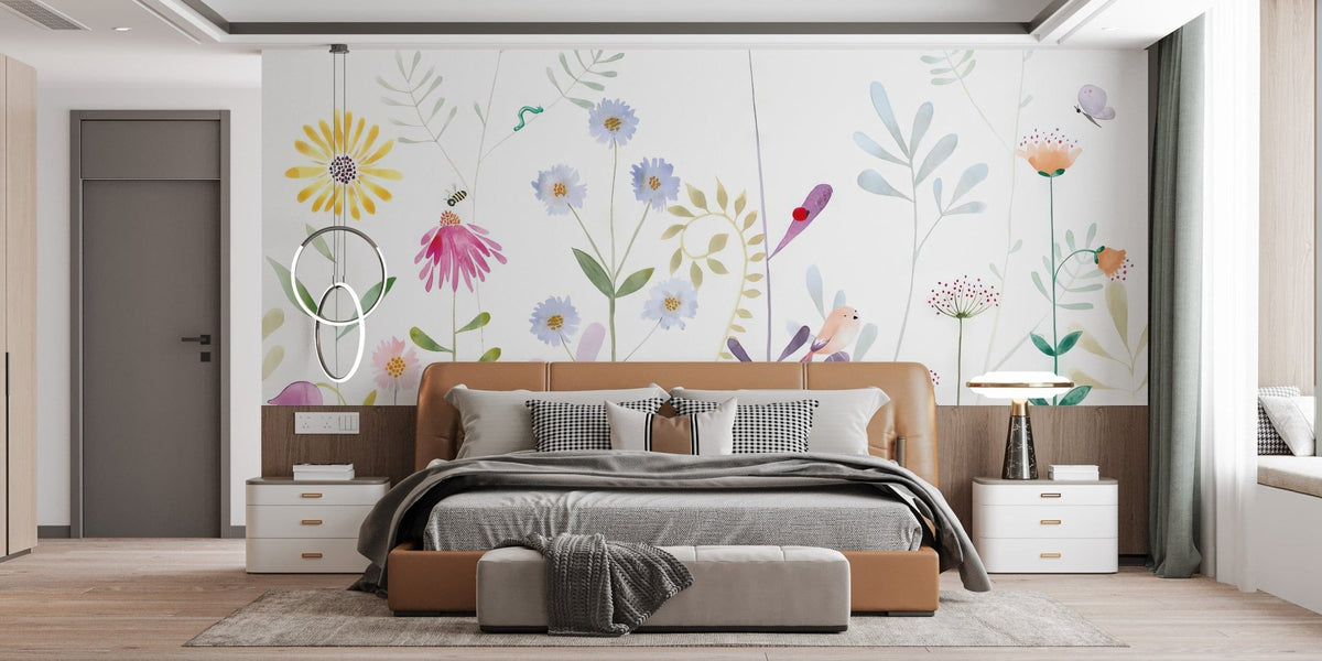 Bloom and bird wallpaper mural for rooms C265