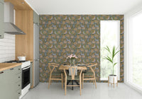 A graceful subtle bird wall mural in soft, tranquil tones., GD4819