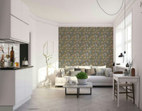 An artistic elegant floral mural on minimalist wallpaper., GD4819