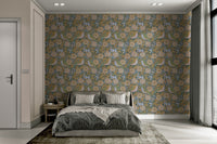 A calming floral design wallpaper mural that defines a space., GD4819