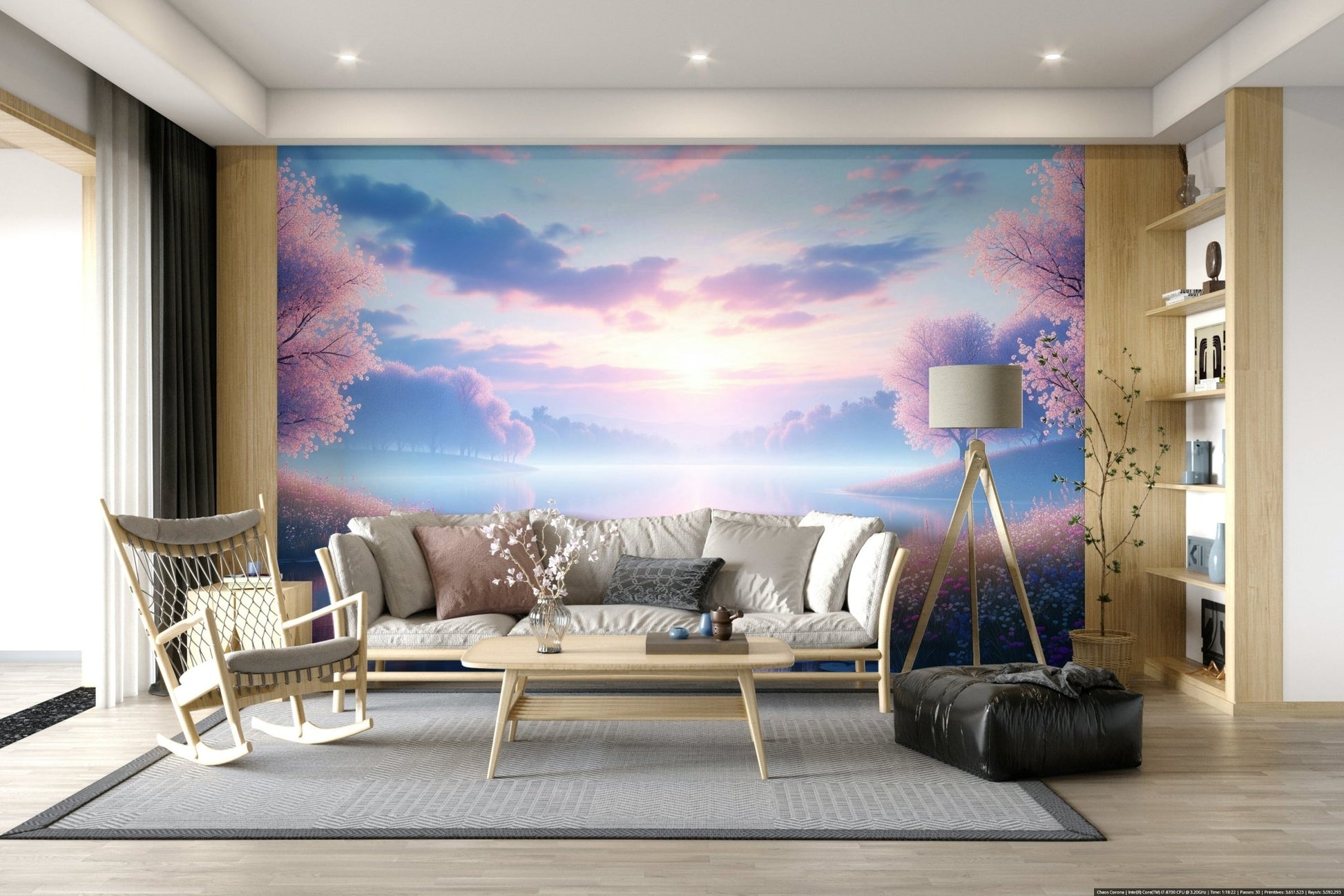 Bloom by the Lake Wall Mural for a sophisticated guest suite